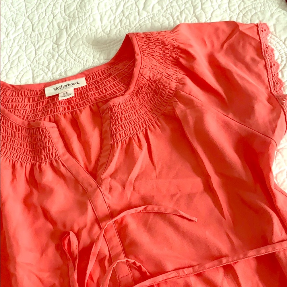 Small coral Motherhood Maternity work blouse